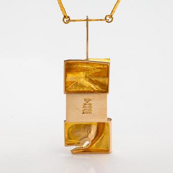 Björn Weckström, "Janus", a 14k gold necklace with a smoky quartz and rock crystal. Lapponia 1972.