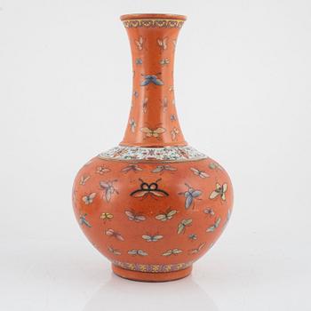 A Chinese iron red ground 'butterfly' vase, 20th century.