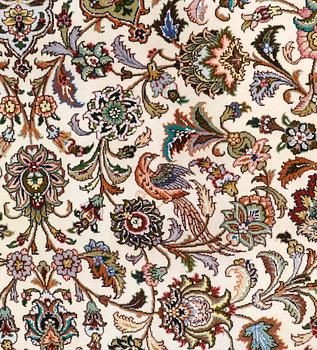 A part silk Tabriz carpet, sk 50 Radj, ca 312 x 296 cm.