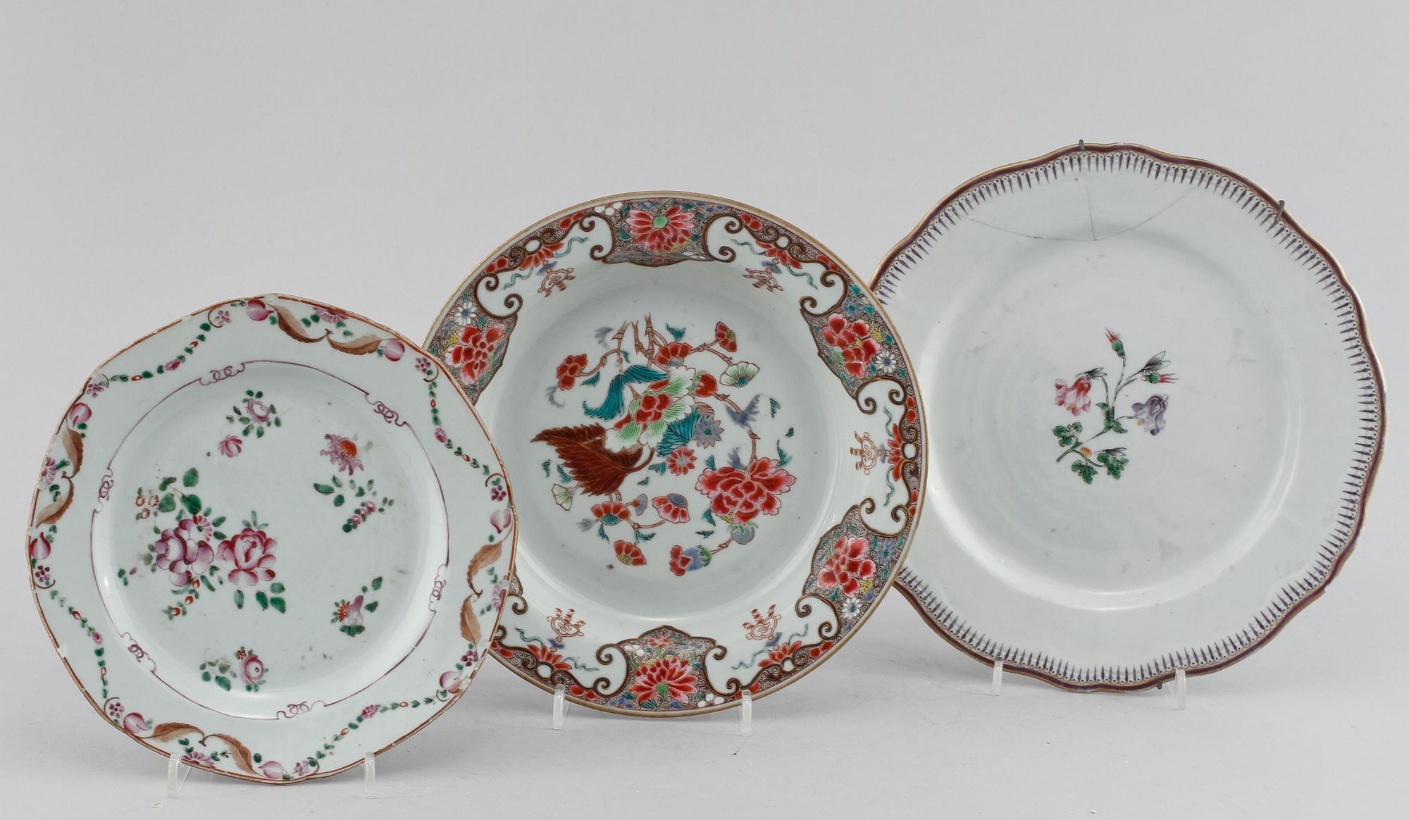 TALLRIKAR, 9 st, porslin, Kina, 1700/1800-tal.