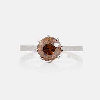 1196. A 1.30 ct fancy brown old-cut diamond ring. Made by Hugo Strömdahl, Stockholm 1942.