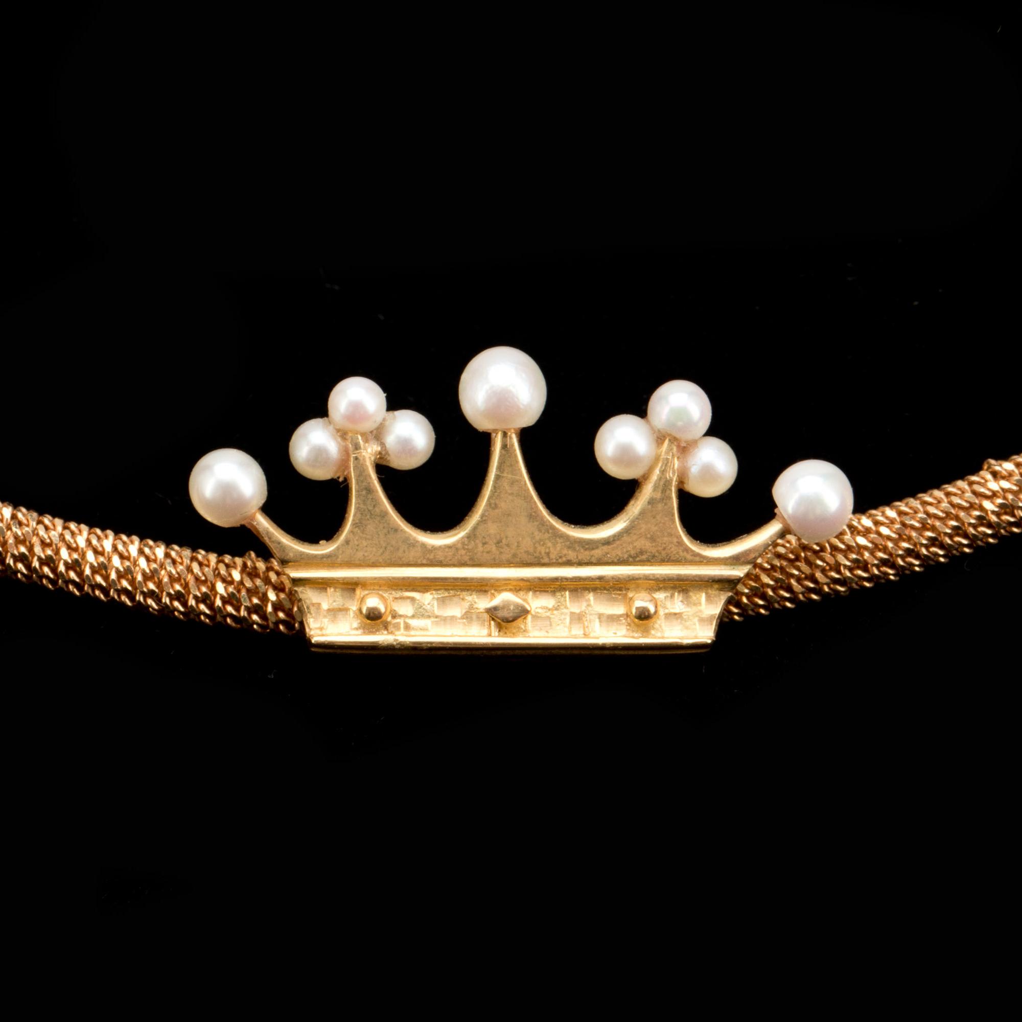 HALSRING, 18k guld med pärlor. Vikt ca 22g.