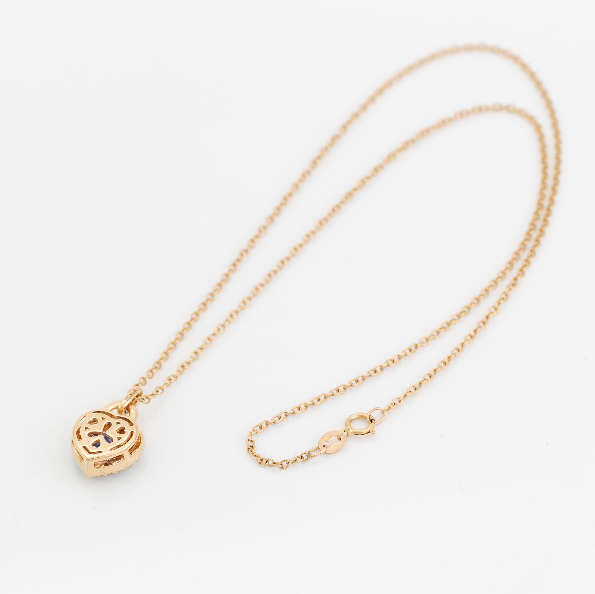 Collier med hjärtformad tanzanit och briljantslipade diamanter.