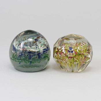 PAPERWEIGHTS, 2 pcs, glass, early 20th century.