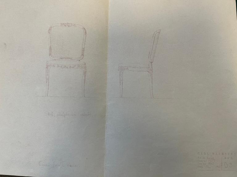Carl Malmsten, a rare set of six chairs, Cabinetmaker Albin Johansson, Stockholm, 1946.