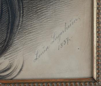 OKÄND KONSTNÄR, kolteckning, sign Louise Lagerheim, dat 1837.