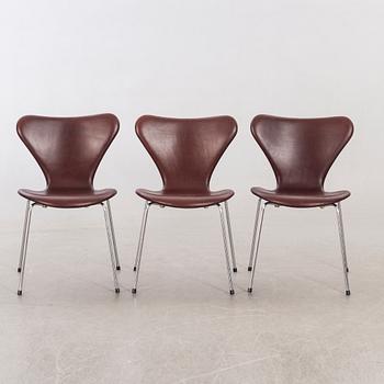 ARNE JACOBSEN, stolar, 6 st, "Sjuan", Fritz Hansen, Danmark.