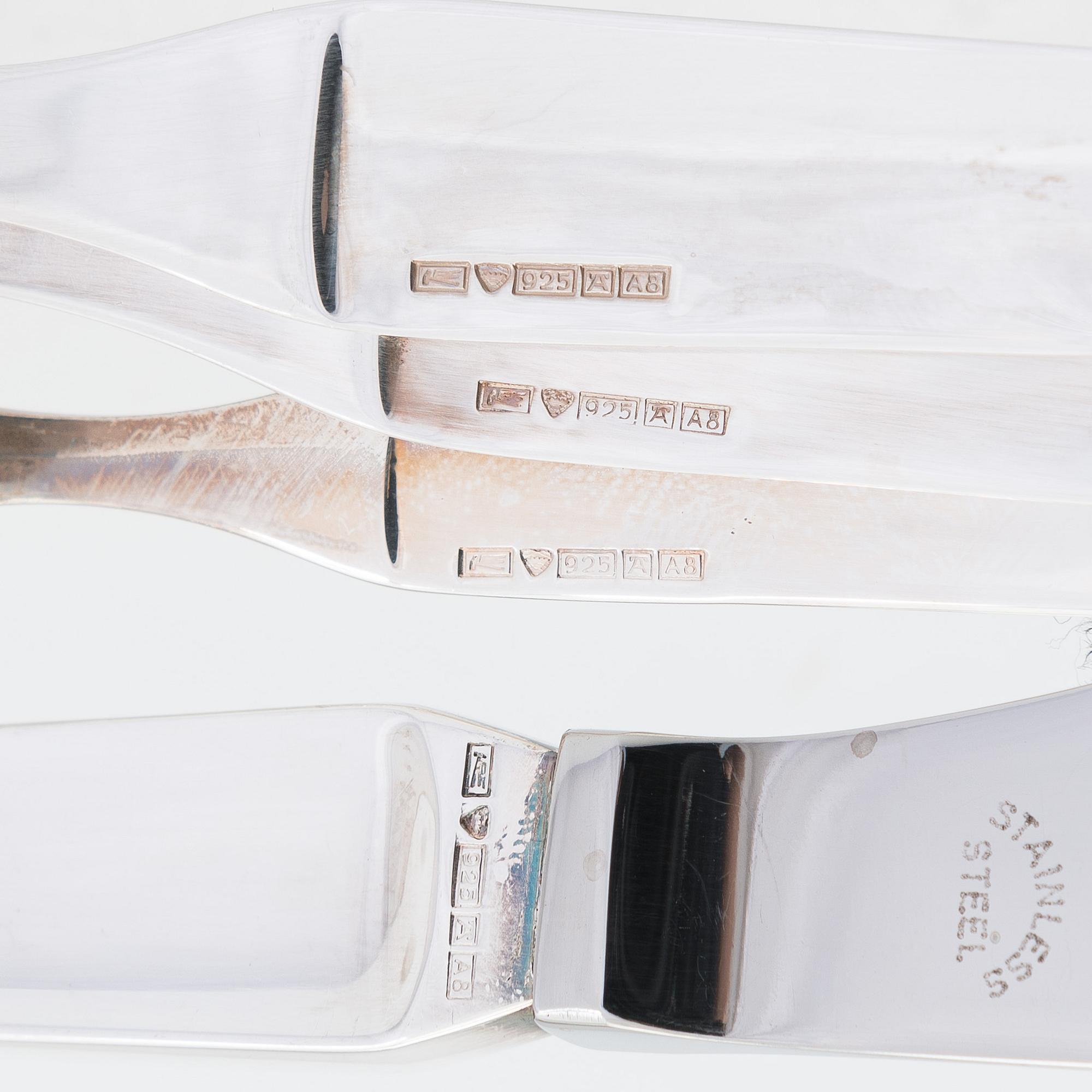 A 72-piece sterling silver cutlery set, 'Diplomat', Kultateollisuus Turku 1978. In three original boxes.