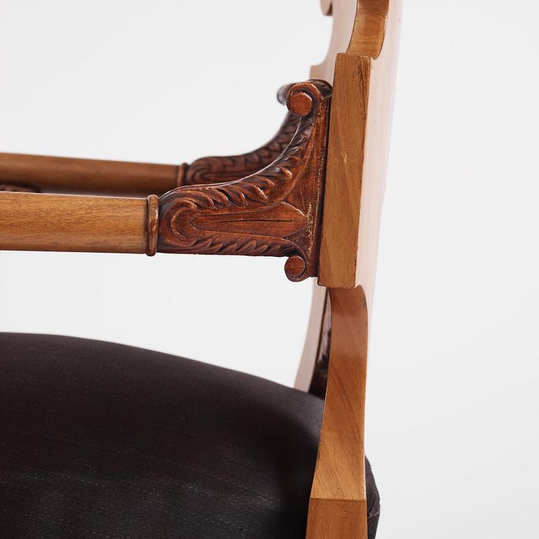 A Russian Nicholas I mahogany armchair, 1820's-30's.