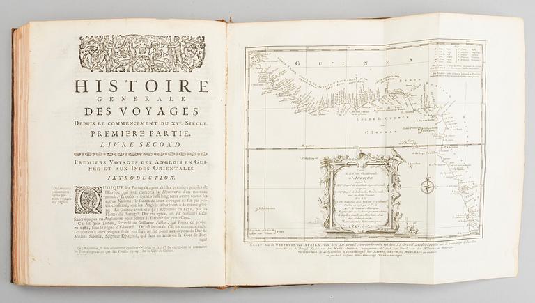 ANTOINE FRANCOIS PREVOST, "HISTORIE GENERALE DES VOYAGES... " 2 vol, utgivare Pierre d' Hondt 1747.