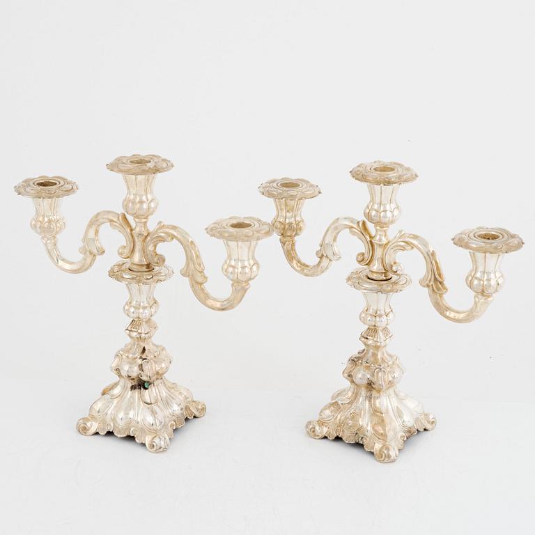 A pair of silver candelabra, mark of Thorvald Marthinsen Sølvvarefabrik, Norge.