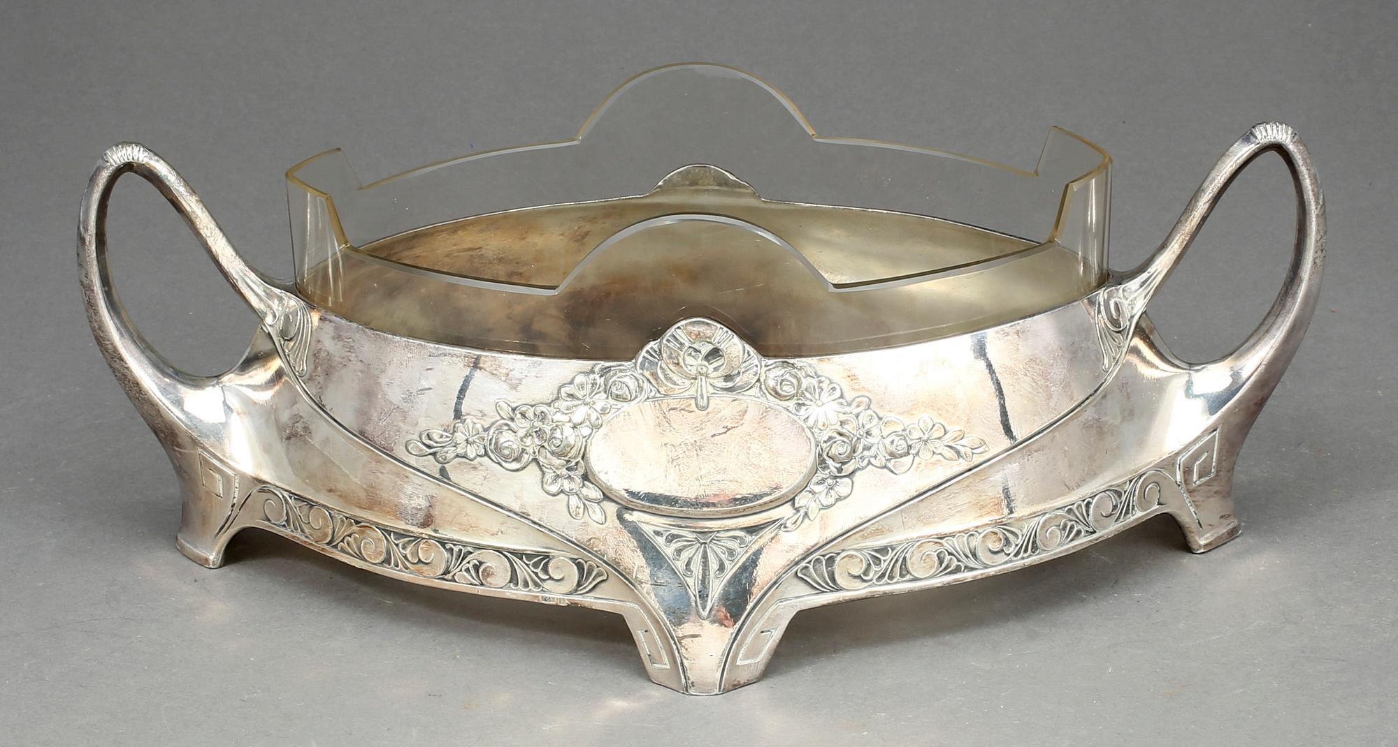 JARDINIERE, jugend, nysilver, tidigt 1900-tal.