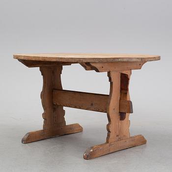 A swedish pine trestle table 18/19th century.