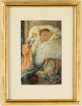 Jenny Nyström, watercolour, signed and dated 1896,