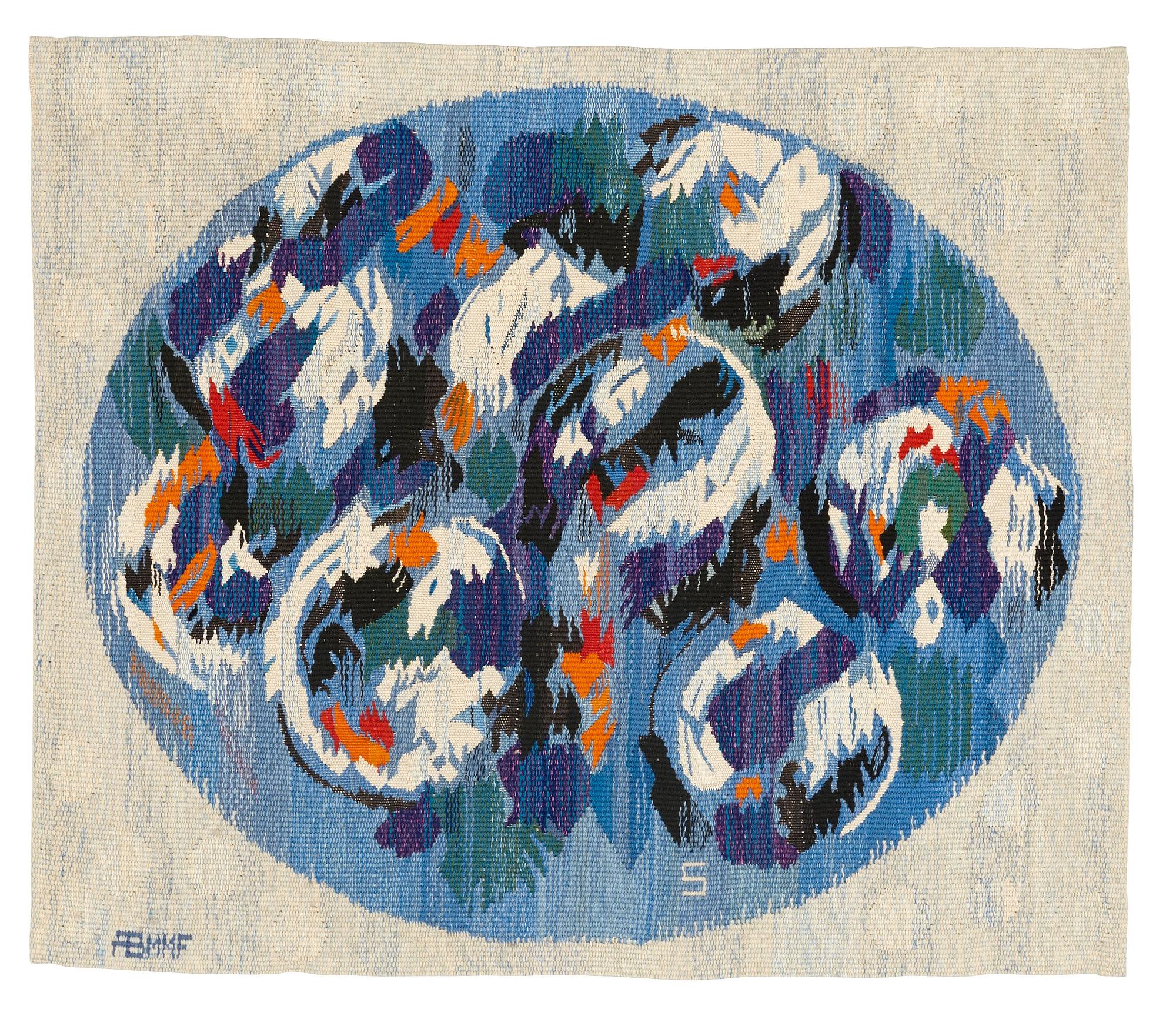 Barbro Sprinchorn, Vävd tapet, "La Lune" ("Månen"), gobelängvariant, ca 87,5-88,5 x 103,5 cm, signerad AB MMF S.