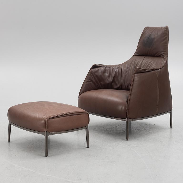 Jean-Marie Massaud, an "Archibald A" armchair with "Archibald" ottoman, Poltrona Frau.