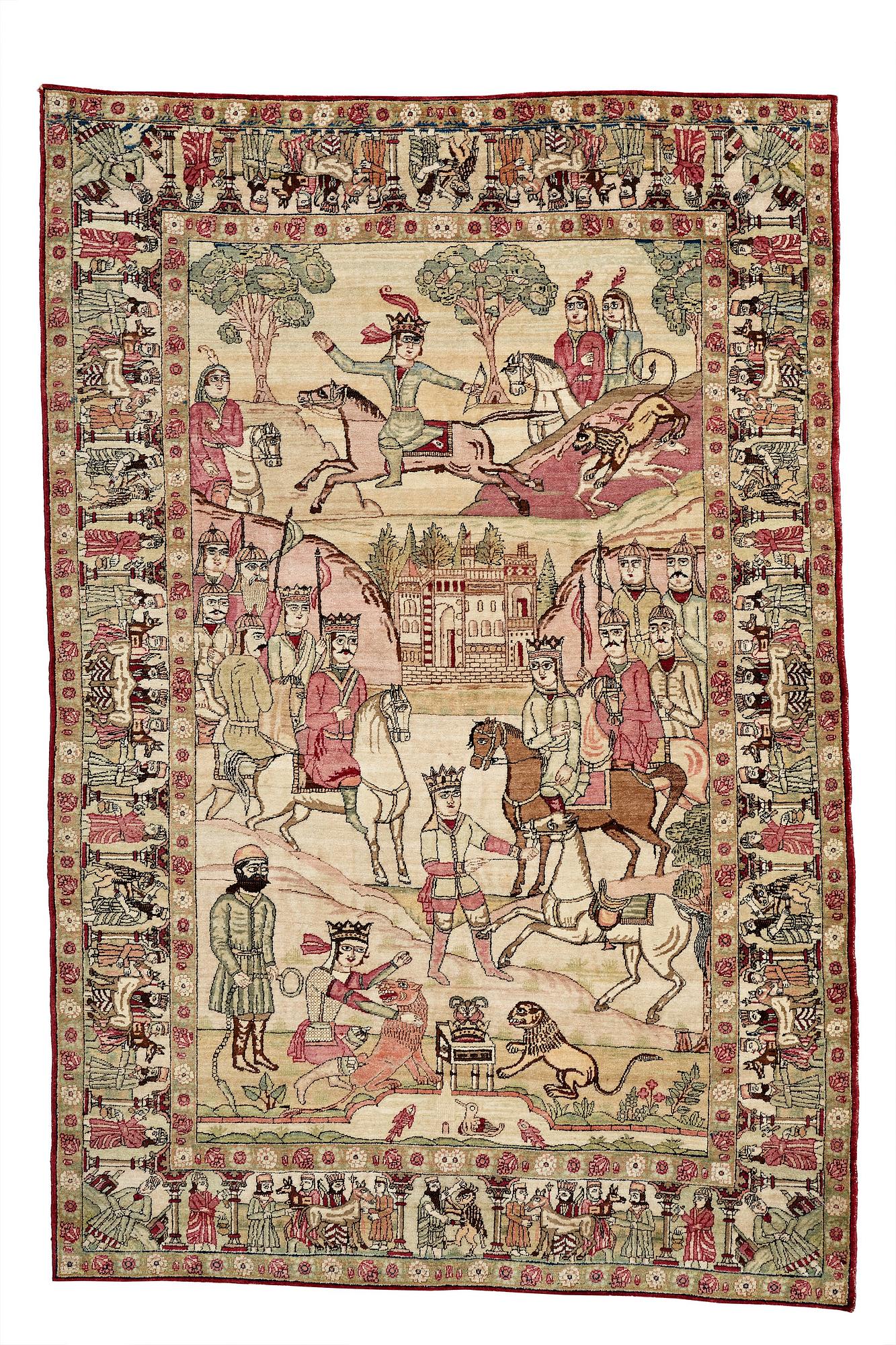 MATTO, an antique Kerman Laver figural, ca 212,5 x 141,5 cm.