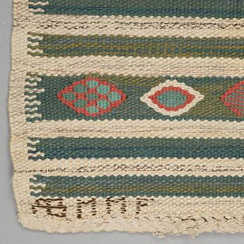 Barbro Nilsson, A CARPET, "Krusbär", flat weave, ca 125 x 60 cm, signed AB MMF BN.