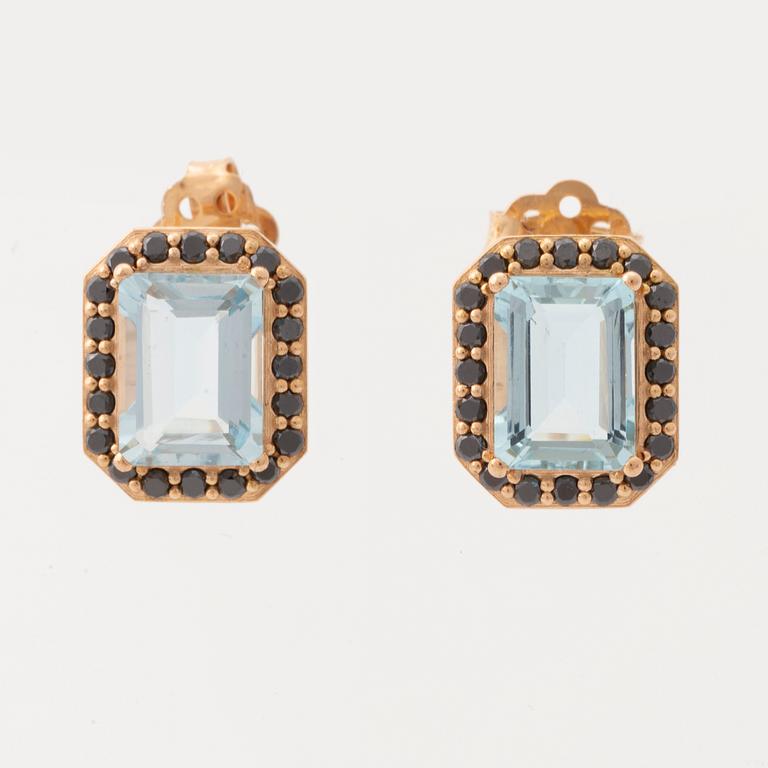 Aquamarine and black diamond earrings.