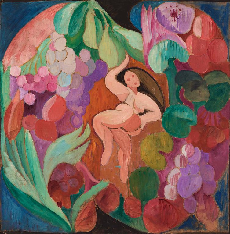 Sigrid Hjertén, Model in greenery.