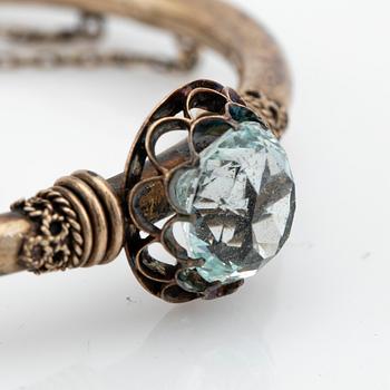 Arm ring, silver with aquamarine.