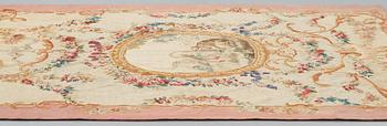 A TAPESTRY, tapestry weave, "The stork invites the fox to dinner", ca 274,5-277,5 x 181,5-183 cm, Aubusson around 1780.