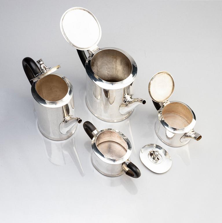 William Spratling, te- och kaffeservis, 4 delar, "Jaguar", silver, Spratling Silver, Taxco, Mexico ca 1956-60.