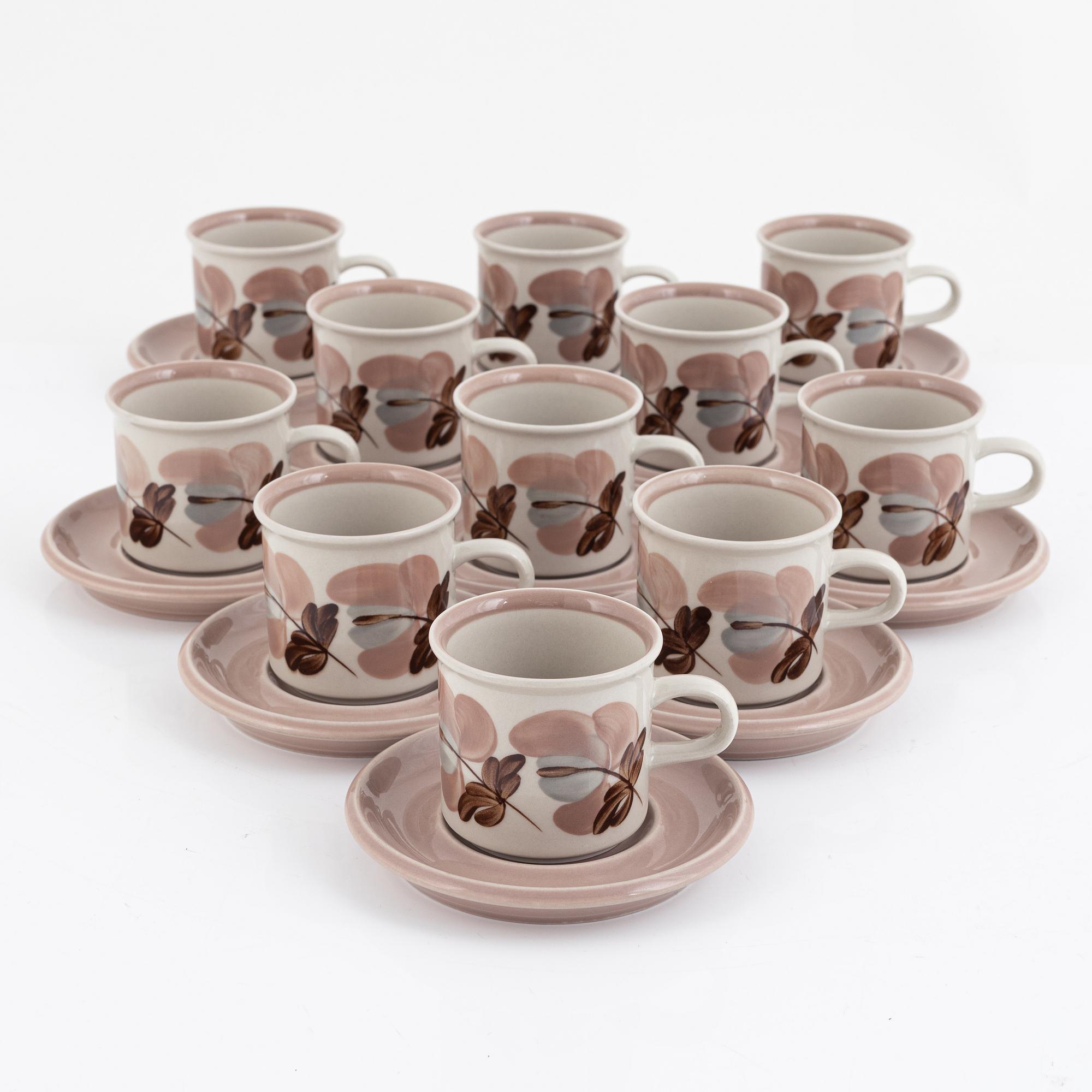 Ulla Procopé, coffee cups with saucers, 11 pcs, "Koralli", Arabia, Finland.