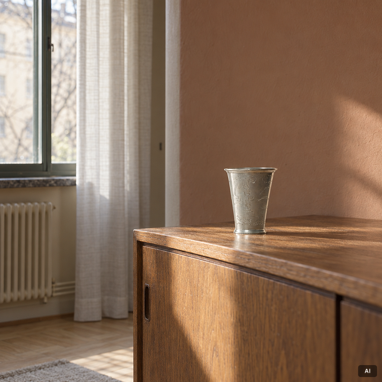 Nils Fougstedt, a pewter vase/ beaker, Firma Svenskt Tenn, model no A 40.