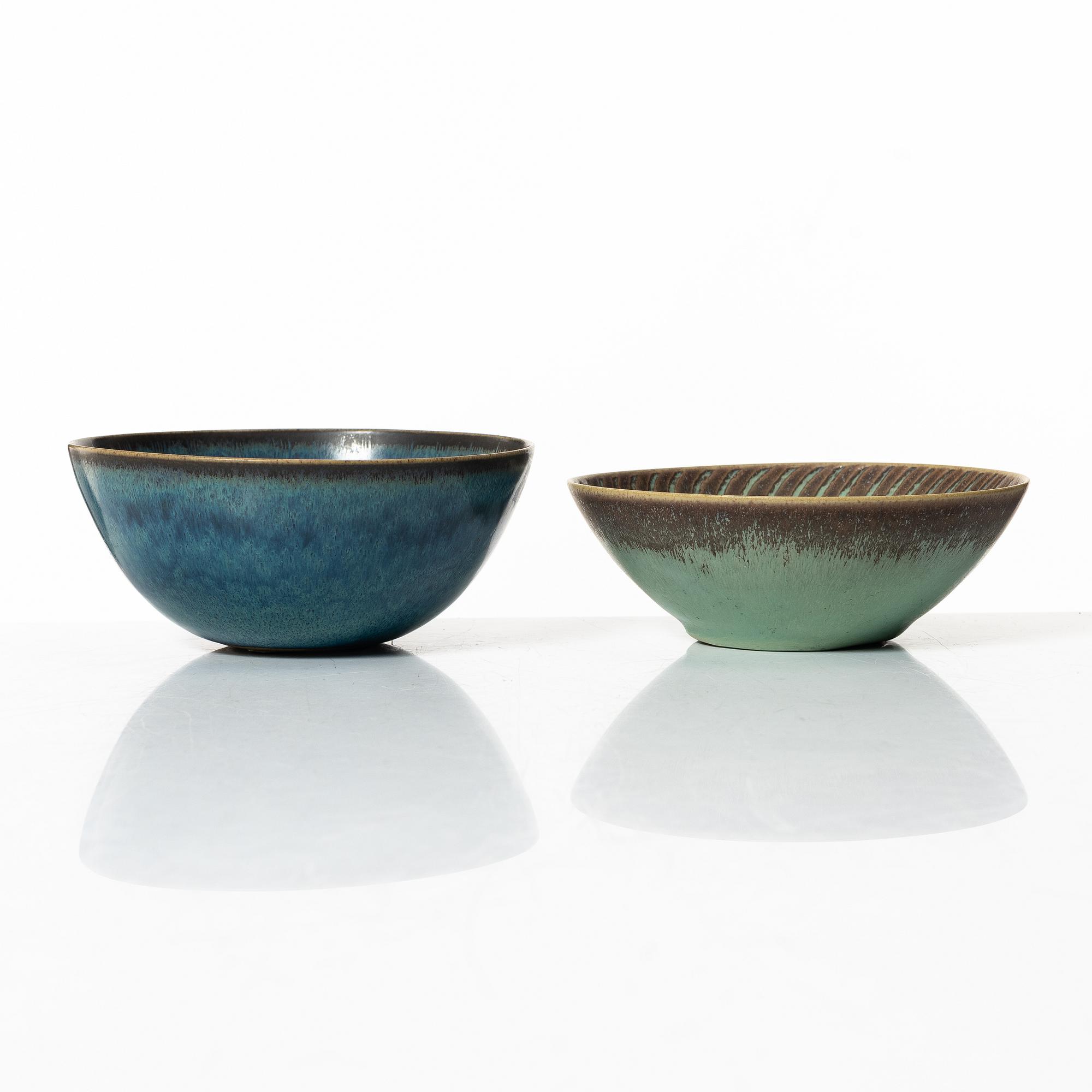 Stig Lindberg, two stoneware bowls, Gustavsberg Studio 1963-64.