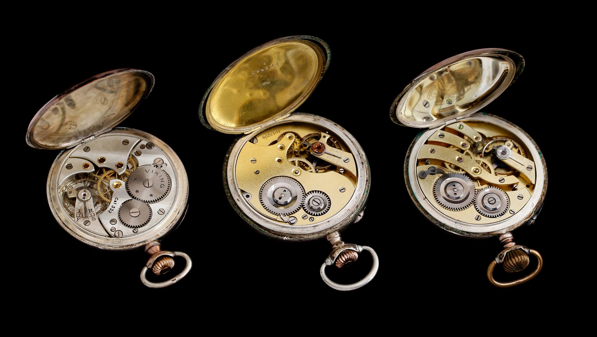 FICKUR, 3 st, herr, silver, tidigt 1900-tal.