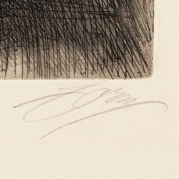 ANDERS ZORN, etching, signed Zorn in pencil. Executed in 1903. "A Dark Corner - Dunkelt hörn".