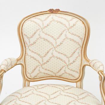 A matched pair of Rococo armchairs, 18th Century.