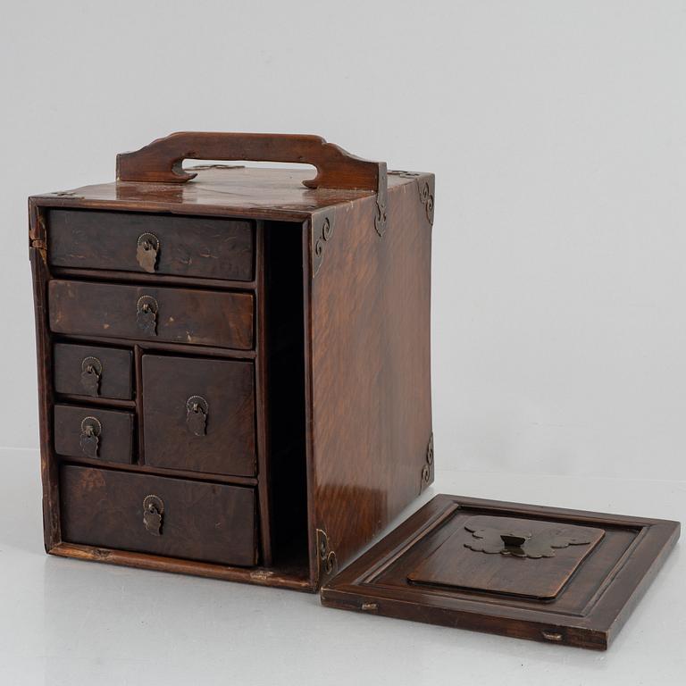 A Chinese/Southeast Asian hardwood box, 20th century.