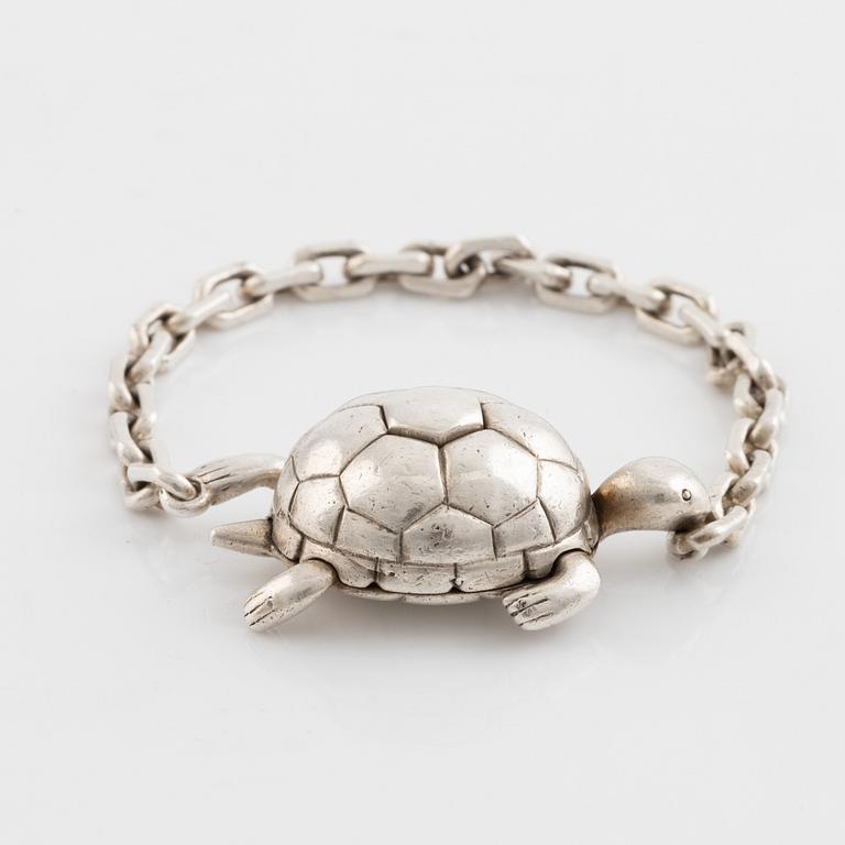 Hermès, väsksmycke/nyckelring, sköldpadda, silver.