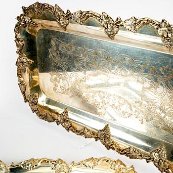 A set of three slightly different epns trays mid 1900s.