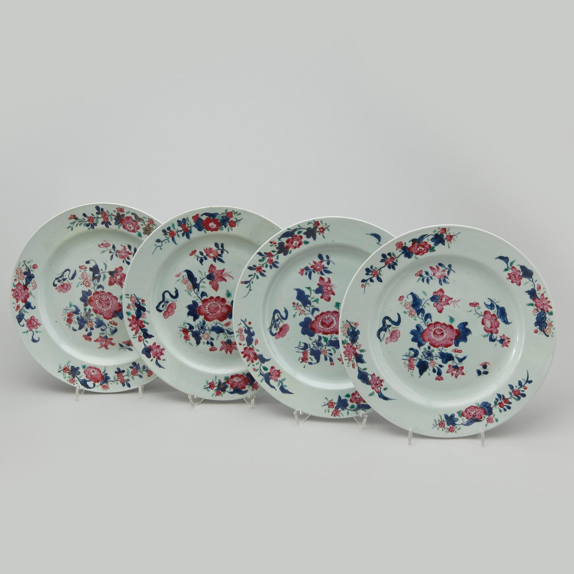 TALLRIKAR, 4 st, porslin, Kina, Qianlong, 1700-tal.