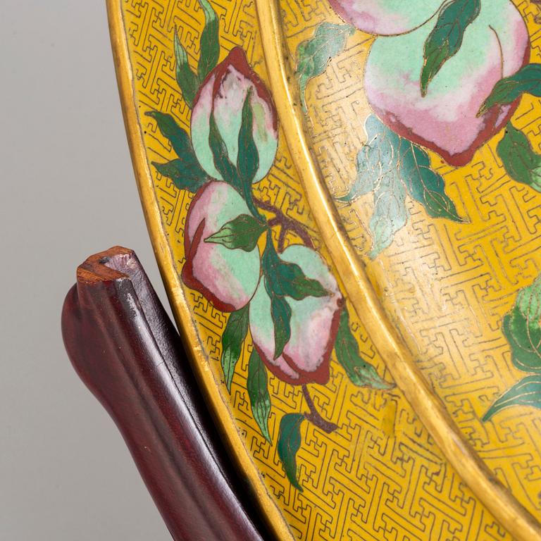 A large cloisonné charger, China, modern manufactory.