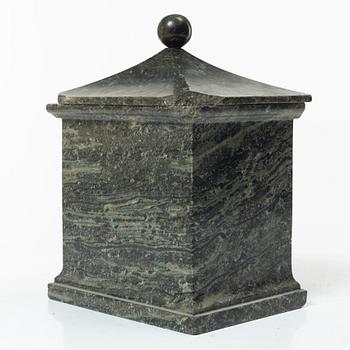 Tobacco box, marble, Sweden, 19th century.