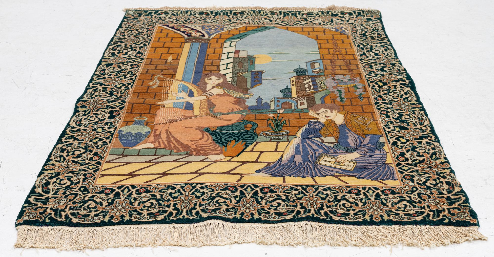 Matta, Täbris, figural, ca 152 x 100 cm.