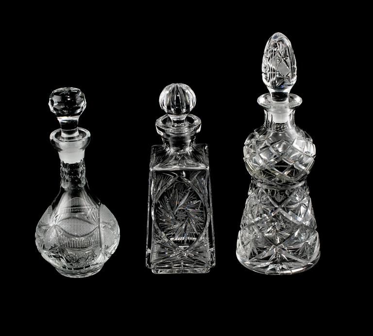 KARAFFER, 3 st, glas, 1900-tal.