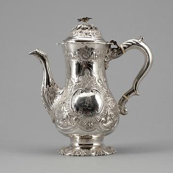 KAFFEKANNA, silver, London England 1835. Vikt ca 940 gram.
