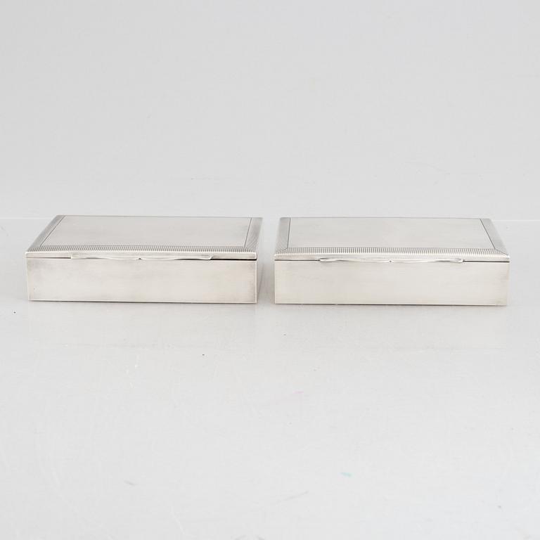 Two silver 830 cigarette cases, Swedish import marks, MEMA, circa mid-20th century.