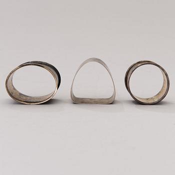 SERVIETTRINGAR, 3 st, silver, finska och ryska stämplar.