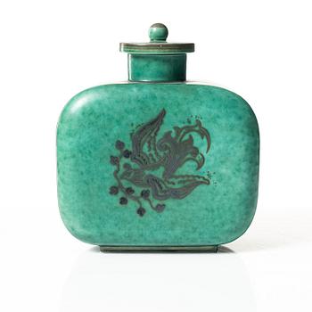 Wilhelm Kåge, an 'Argenta' lidded vase and a plate, Gustavsberg.