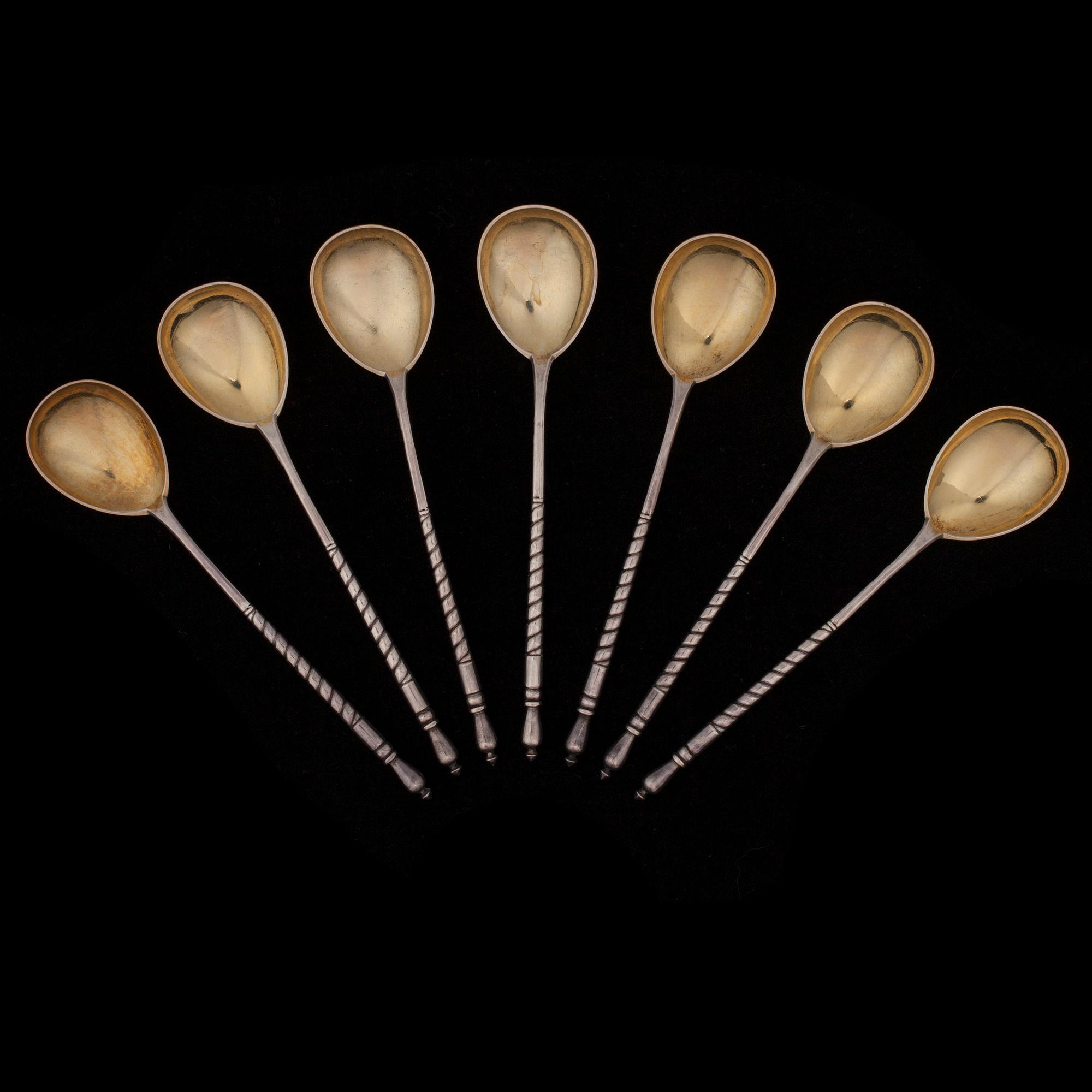 TESKEDAR, 7 st, silver, Ryssland. Vikt 133 g.