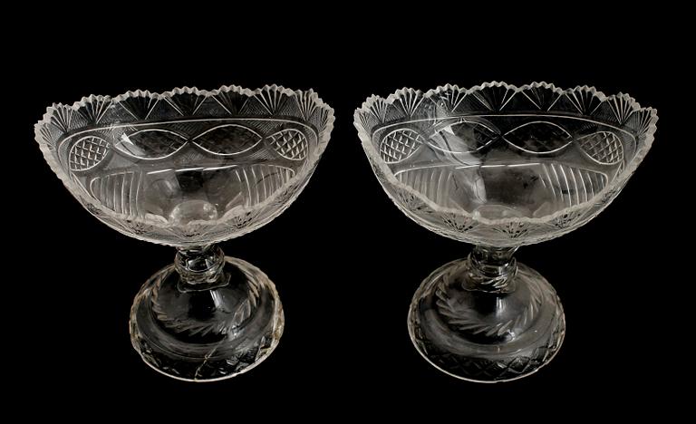 SKÅLAR, 1 par, glas, 1800-tal.