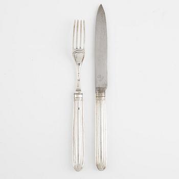 Dessert cutlery, 31 pieces, silver, Carl Gideon Renander, Stockholm, 18th century and C.F. Björnstedt, 19th century.