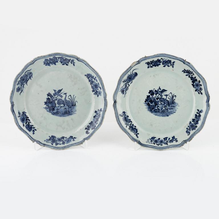 A pair of blue and white dishes, Qing dynasty, Qianlong (1736-95).