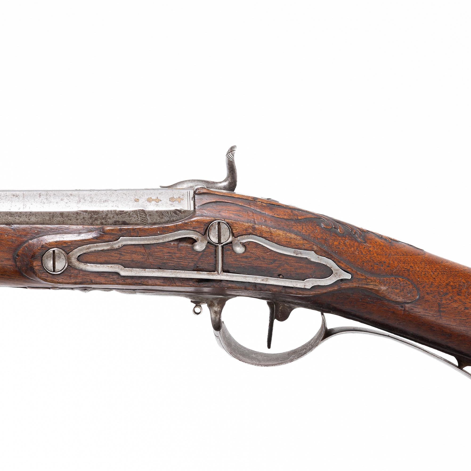 Percussion-lock rifle, converted from flintlock, signed Reichardt Stockholm (Johan R. 1730–1806, master in Stockholm 1767).